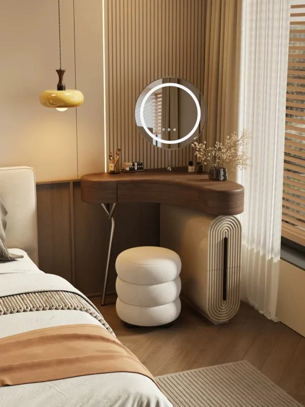 Aria Curve Corner Dressing Table with 360° LED Mirror