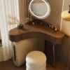 Aria Curve Corner Dressing Table with 360° LED Mirror