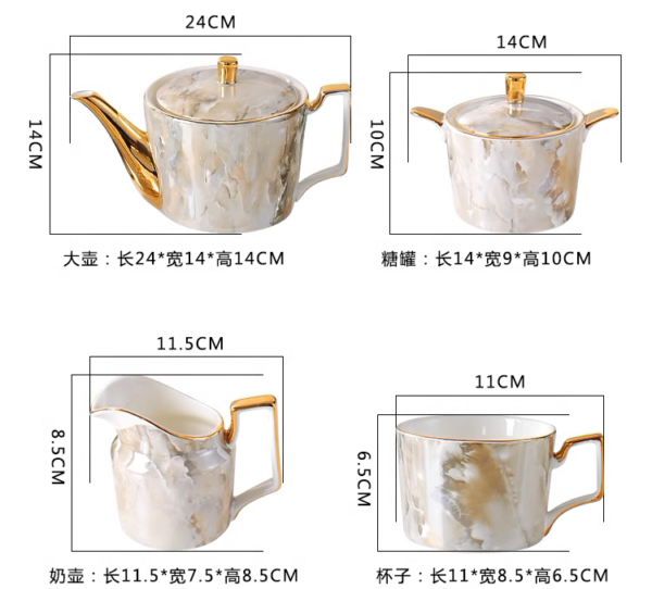 Marble Elegance Tea Set