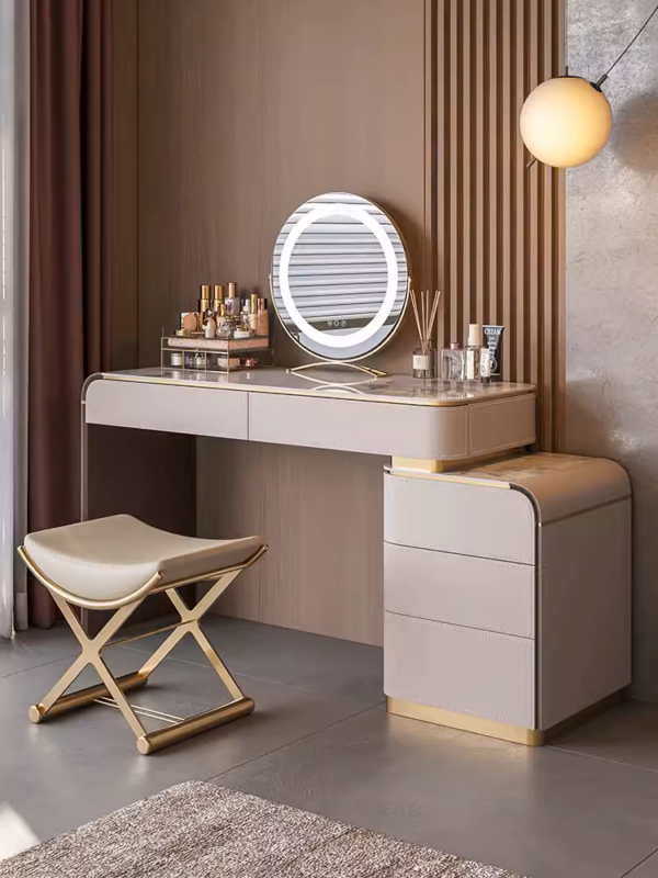 Eleganza Stone & Leather Vanity Ensemble