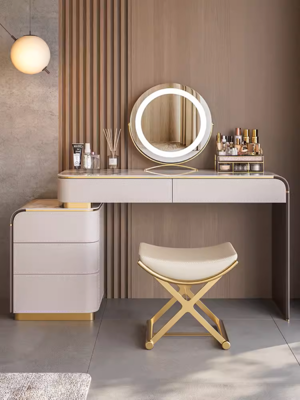 Eleganza Stone & Leather Vanity Ensemble