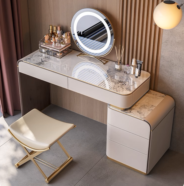 Eleganza Stone & Leather Vanity Ensemble