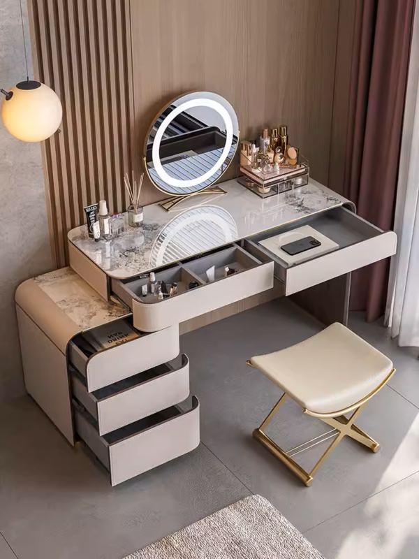 Eleganza Stone & Leather Vanity Ensemble