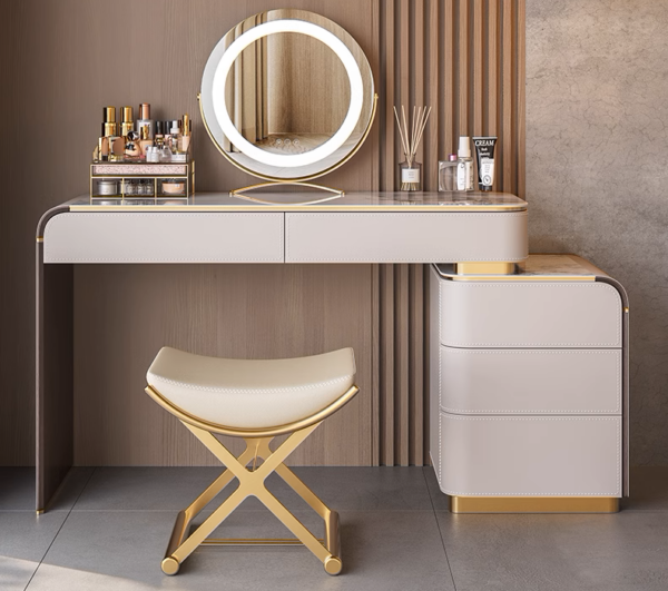 Eleganza Stone & Leather Vanity Ensemble