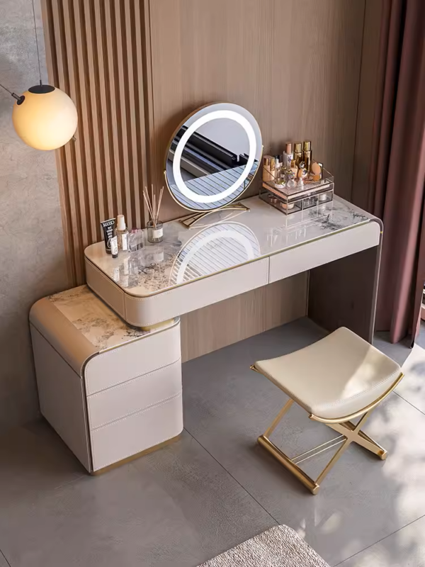 Eleganza Stone & Leather Vanity Ensemble