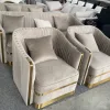 Velvet Luxe Gold Trim Sofa