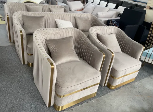 Velvet Luxe Gold Trim Sofa