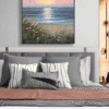 Hand-Painted Sunrise Over Ocean Waves Textured Oil Painting