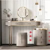 Luxuria Stone & Leather Vanity Ensemble - Elegant Dressing Table Set