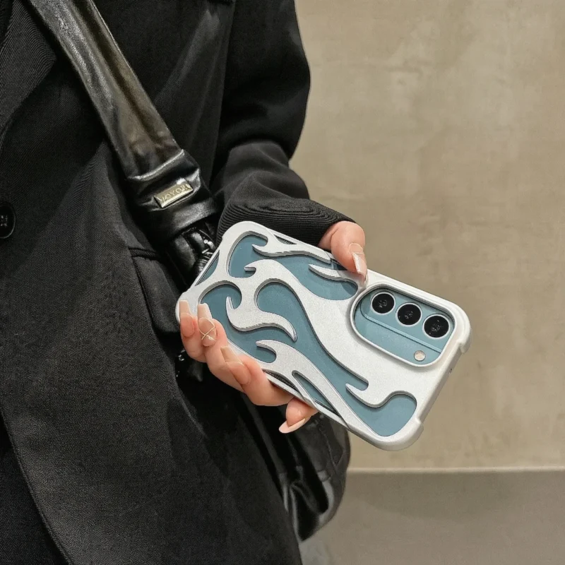 Black Flame Shell Samsung Cases