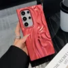 Red Frosted Electroplated Wrinkle Pattern Samsung Cases