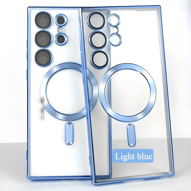e98e417a0acd4dea8385fb51fc0fa7ca-goods Transparent Magnetic Wireless Charging Electroplated Shockproof Samsung Cases
