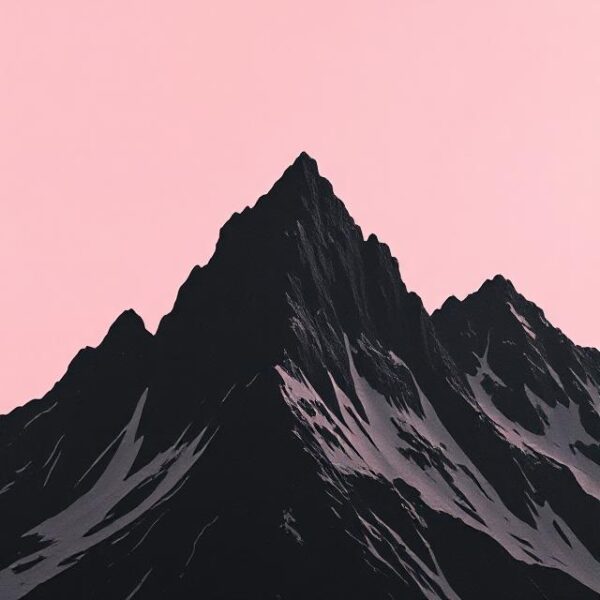 pink montain view Dark Abstract Mountains