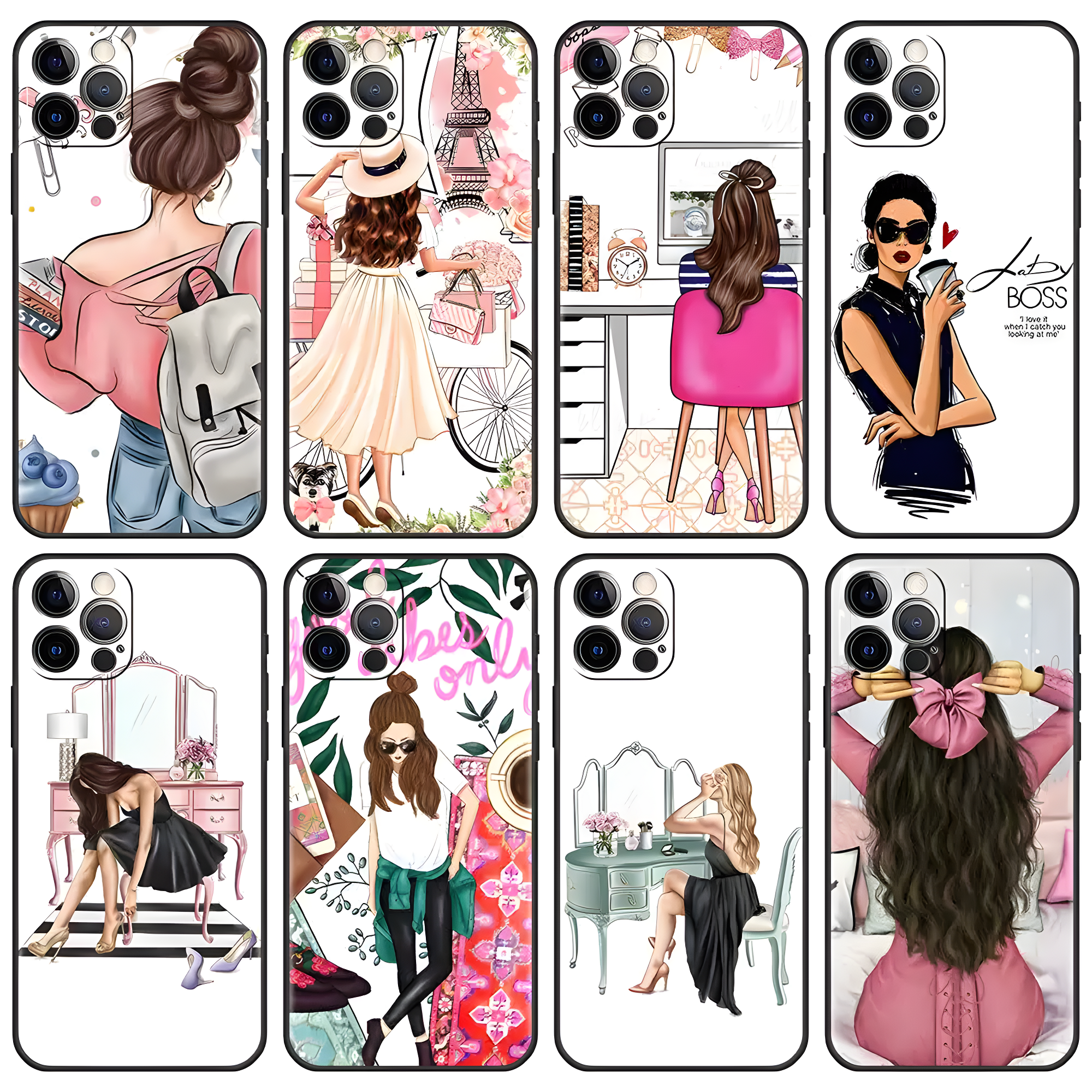 Gloss and Glam girly iPhone cases in playful designs