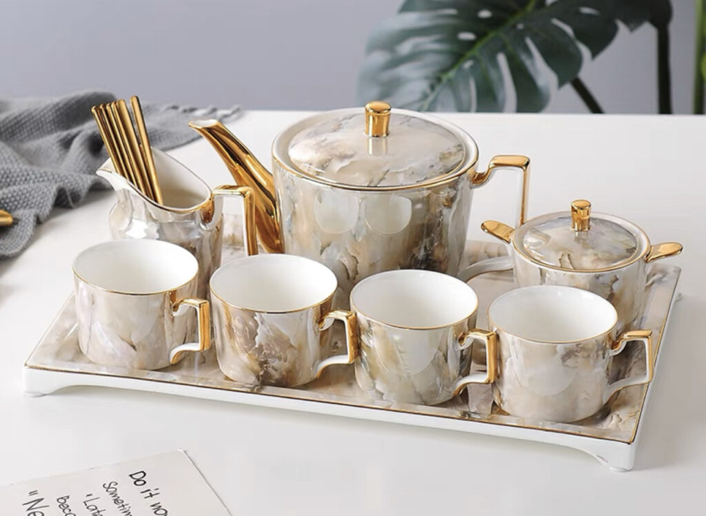 Marble Elegance Tea Set