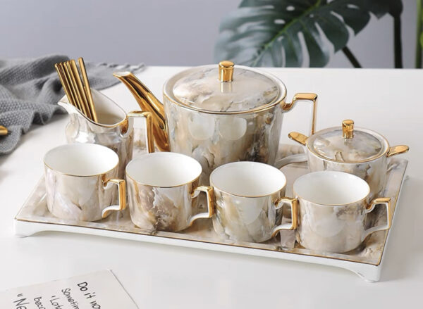 Marble Elegance Tea Set