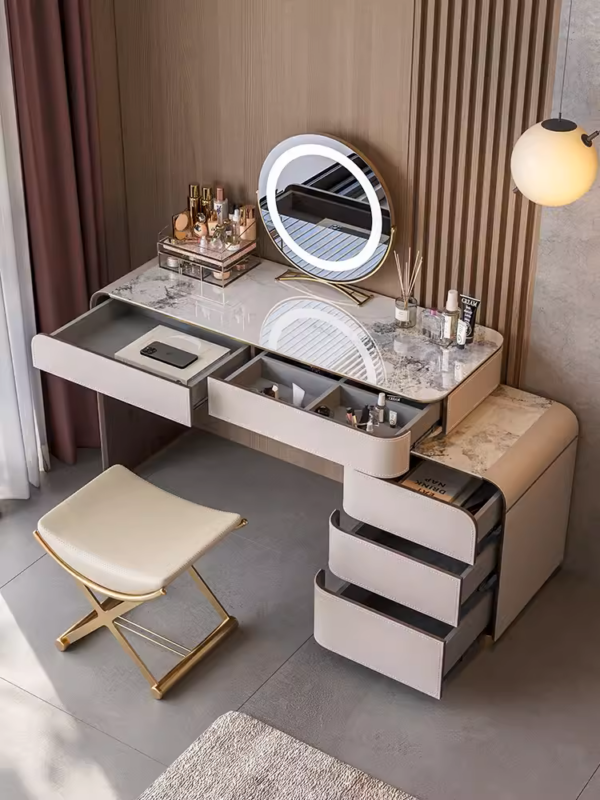 Eleganza Stone & Leather Vanity Ensemble