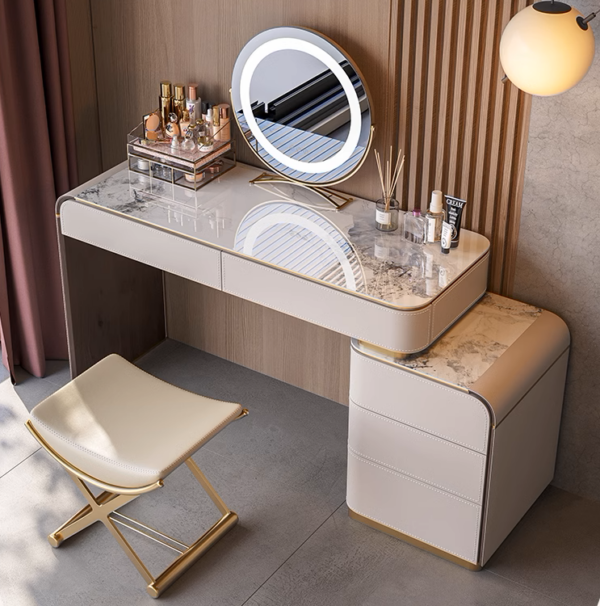 Eleganza Stone & Leather Vanity Ensemble - Image 4