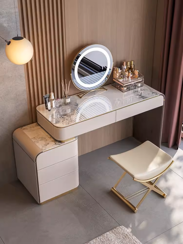 Eleganza Stone & Leather Vanity Ensemble - Image 3