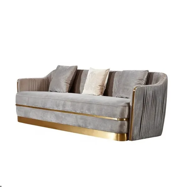 Velvet Luxe Gold Trim Sofa - Image 7