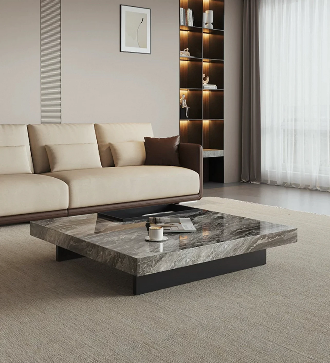 Modern Luxe Square Coffee Table - Image 4